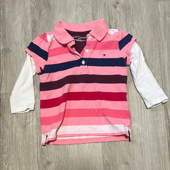 Tommy Hilfiger Kids Striped Pink Polo Shirt 18M - Picture 1 of 1